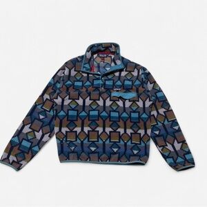 Patagonia Synchilla Cedar Mesa Aztec Fleece Blue Green Brown Size Small